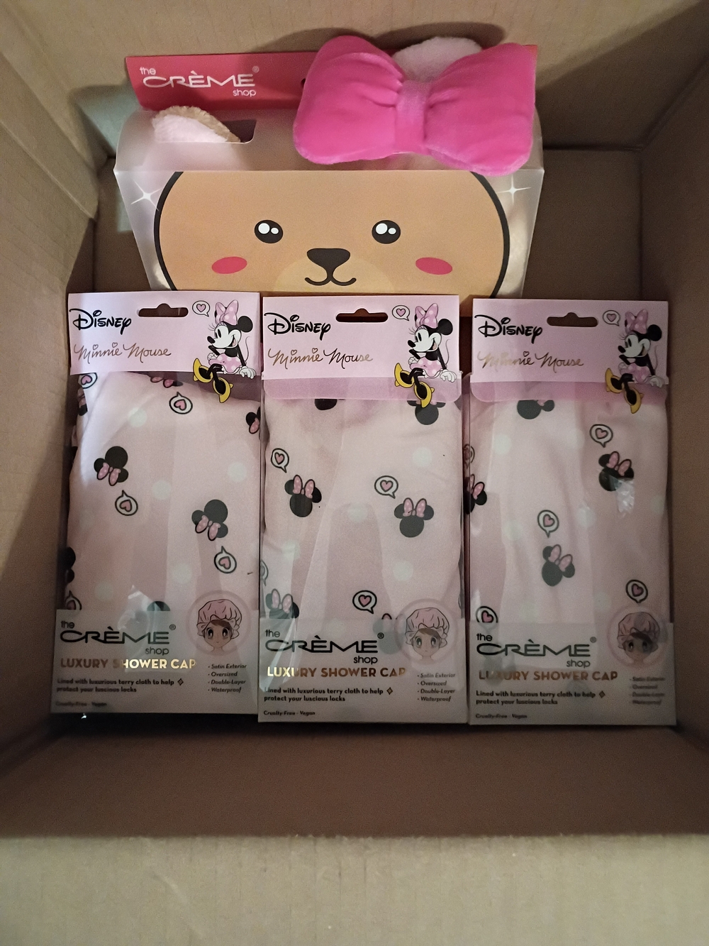 Minnie Mouse Pink Luxury Shower Cap (3) with Bear Headband
